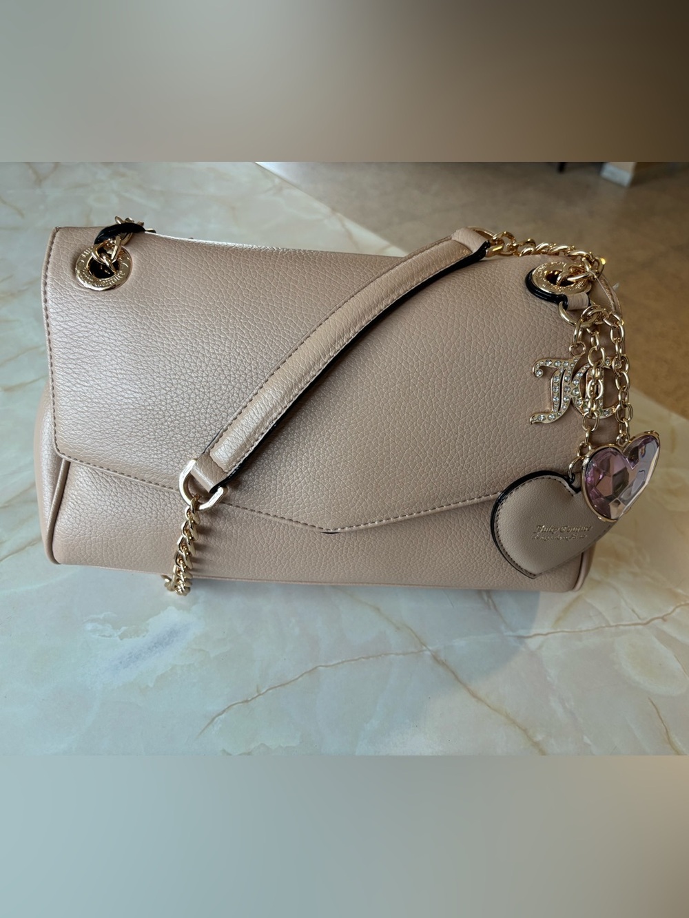 Juicy Couture Blush Beige Pebbled Crossbody